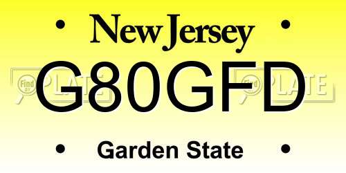 G80GFD New Jersey License Plate