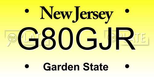 G80GJR New Jersey License Plate