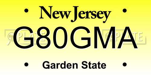 G80GMA New Jersey License Plate