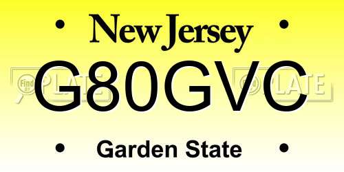 G80GVC New Jersey License Plate