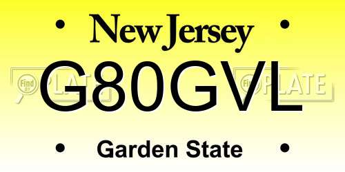 G80GVL New Jersey License Plate