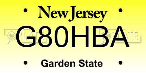 G80HBA New Jersey License Plate
