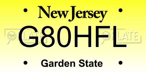 G80HFL New Jersey License Plate