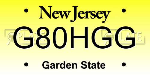 G80HGG New Jersey License Plate