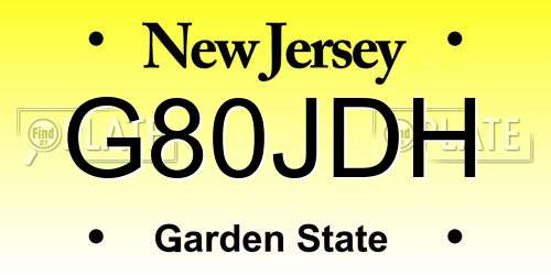 G80JDH New Jersey License Plate