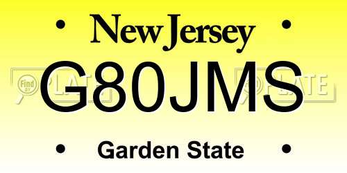 G80JMS New Jersey License Plate