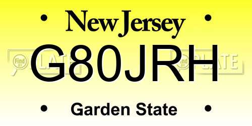G80JRH New Jersey License Plate
