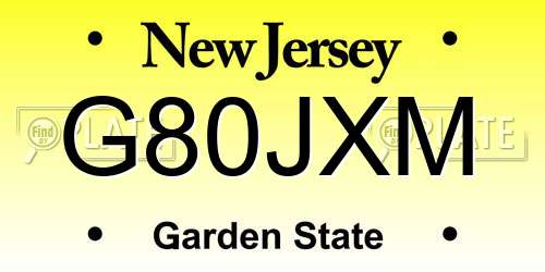 G80JXM New Jersey License Plate