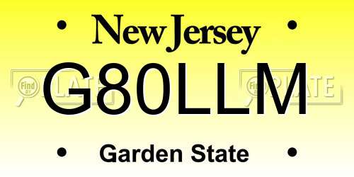 G80LLM New Jersey License Plate