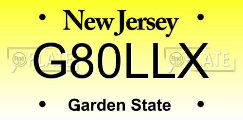 G80LLX New Jersey License Plate