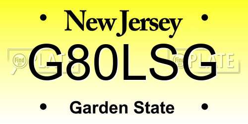 G80LSG New Jersey License Plate