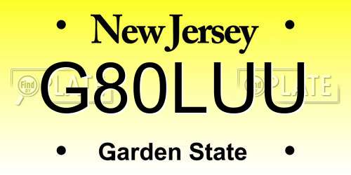 G80LUU New Jersey License Plate