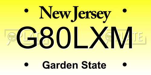 G80LXM New Jersey License Plate