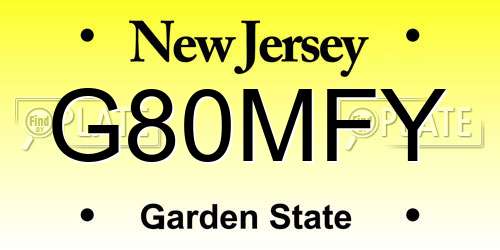 G80MFY New Jersey License Plate