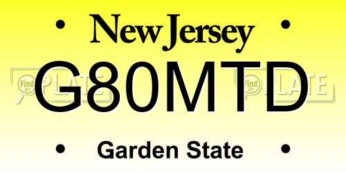 G80MTD New Jersey License Plate