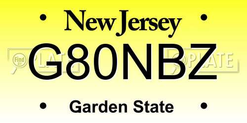G80NBZ New Jersey License Plate