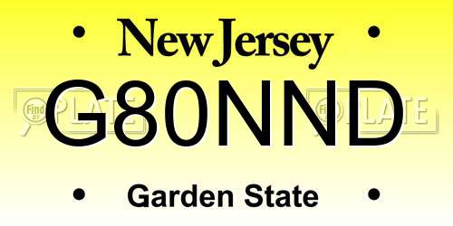 G80NND New Jersey License Plate