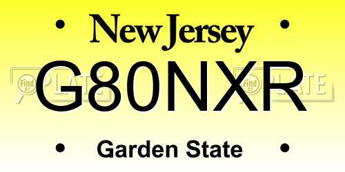 G80NXR New Jersey License Plate