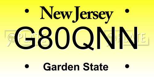 G80QNN New Jersey License Plate
