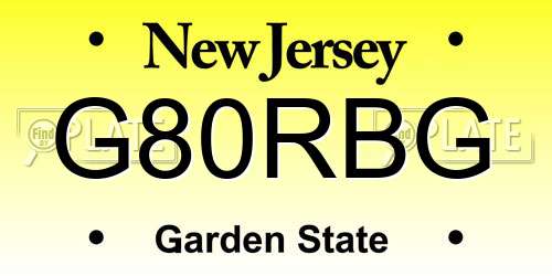 G80RBG New Jersey License Plate