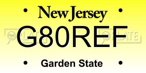 G80REF New Jersey License Plate