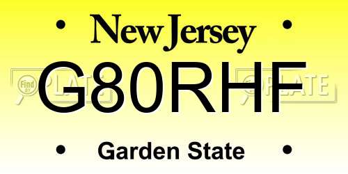 G80RHF New Jersey License Plate