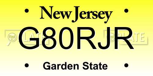 G80RJR New Jersey License Plate