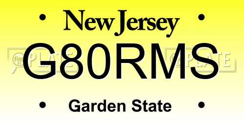 G80RMS New Jersey License Plate
