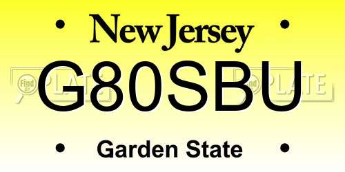 G80SBU New Jersey License Plate