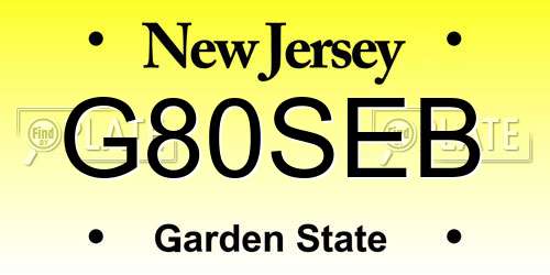 G80SEB New Jersey License Plate