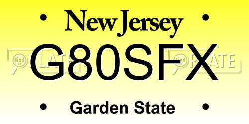 G80SFX New Jersey License Plate