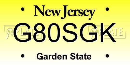 G80SGK New Jersey License Plate