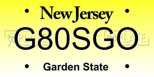 G80SGO New Jersey License Plate