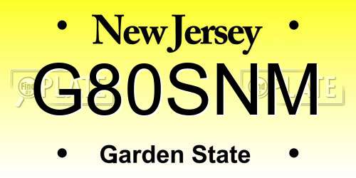 G80SNM New Jersey License Plate