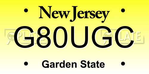 G80UGC New Jersey License Plate