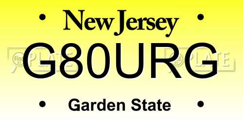 G80URG New Jersey License Plate