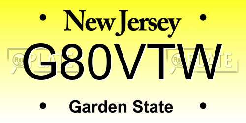 G80VTW New Jersey License Plate