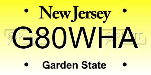 G80WHA New Jersey License Plate