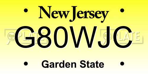 G80WJC New Jersey License Plate