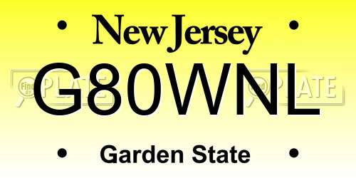 G80WNL New Jersey License Plate