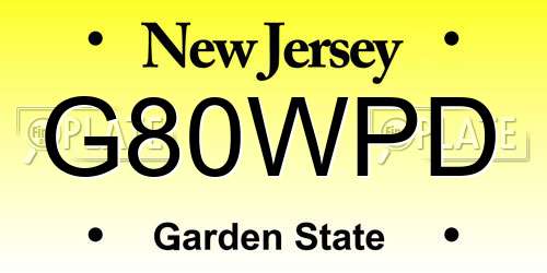 G80WPD New Jersey License Plate