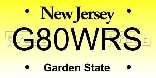 G80WRS New Jersey License Plate