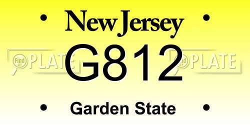G812 New Jersey License Plate