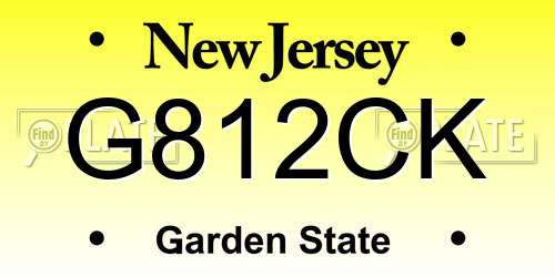 G812CK New Jersey License Plate