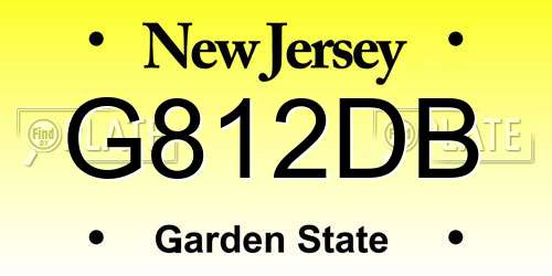 G812DB New Jersey License Plate