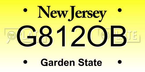 G812OB New Jersey License Plate