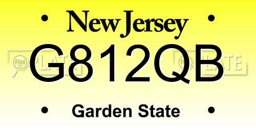 G812QB New Jersey License Plate