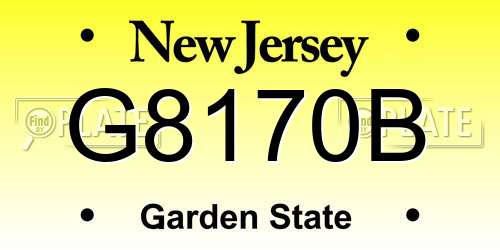 G8170B New Jersey License Plate