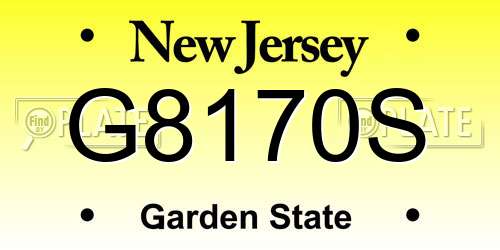 G8170S New Jersey License Plate