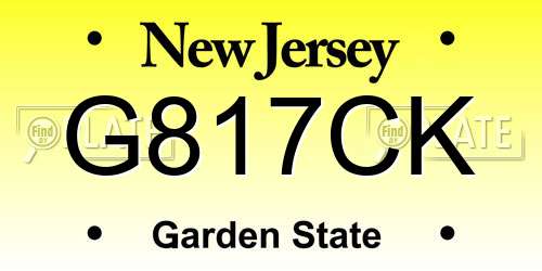 G817CK New Jersey License Plate
